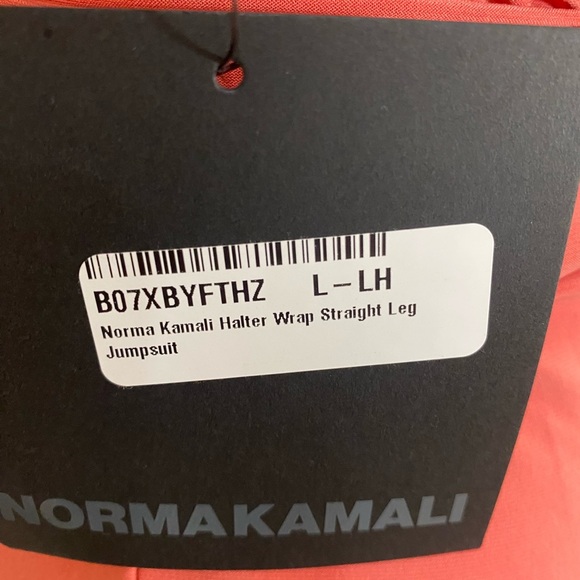 Norma Kamali Boho Halter Coral Pink Jumpsuit Playsuit Romper size Large NWT - Picture 12 of 12